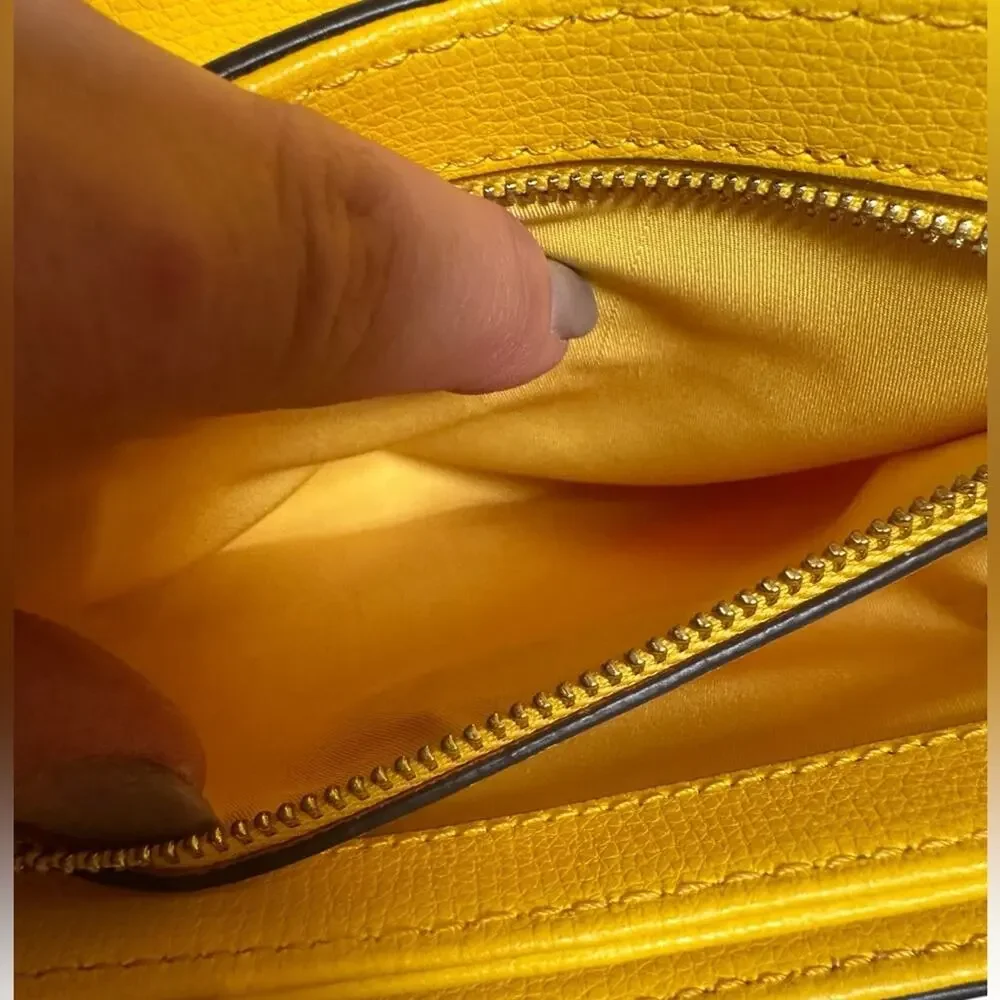 Tory Burch Yellow Leather Crossbody | Gold Chain Strap